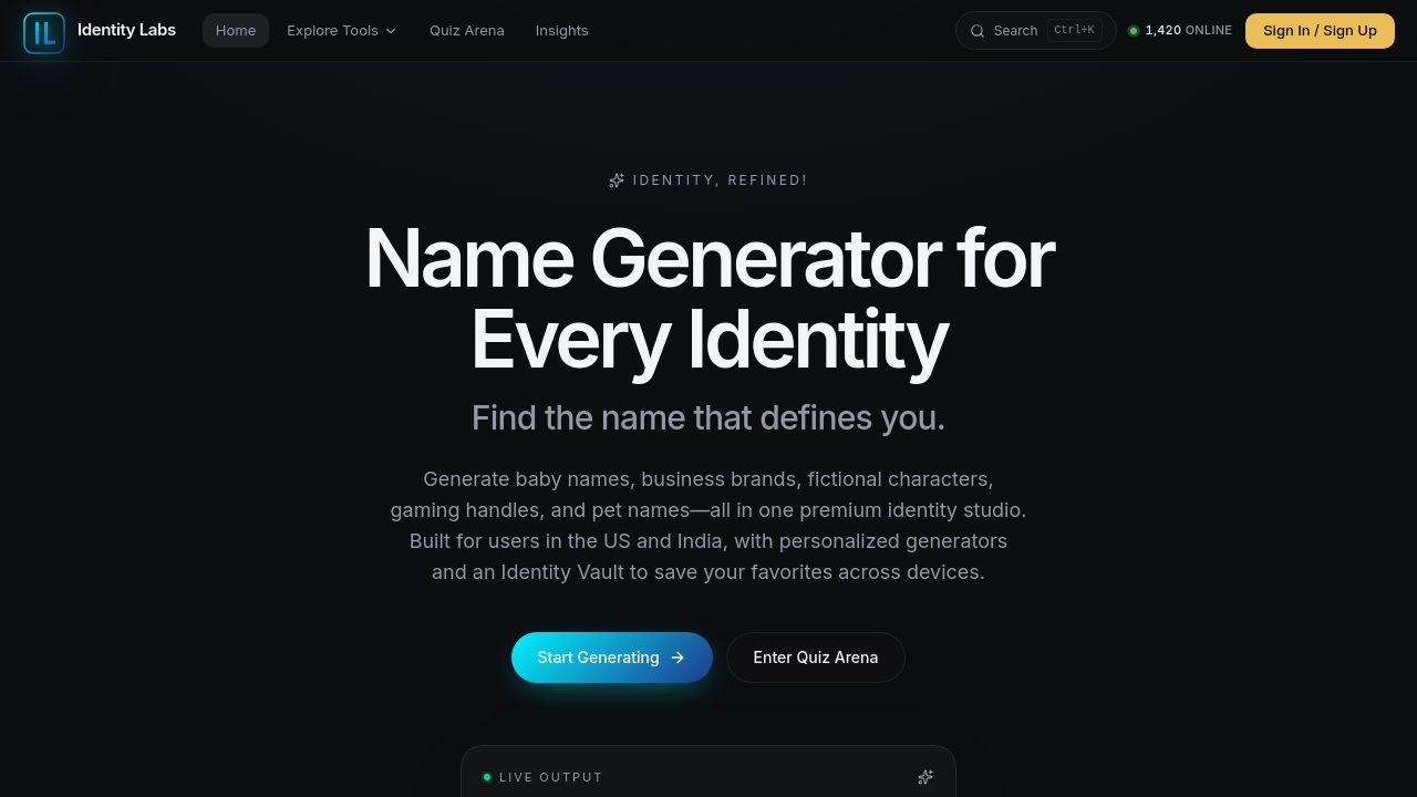 Screenshot of Identitylabs.app