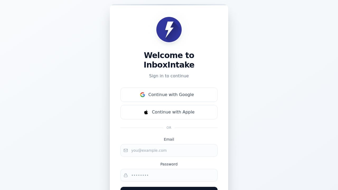 Screenshot of Inboxintake.app