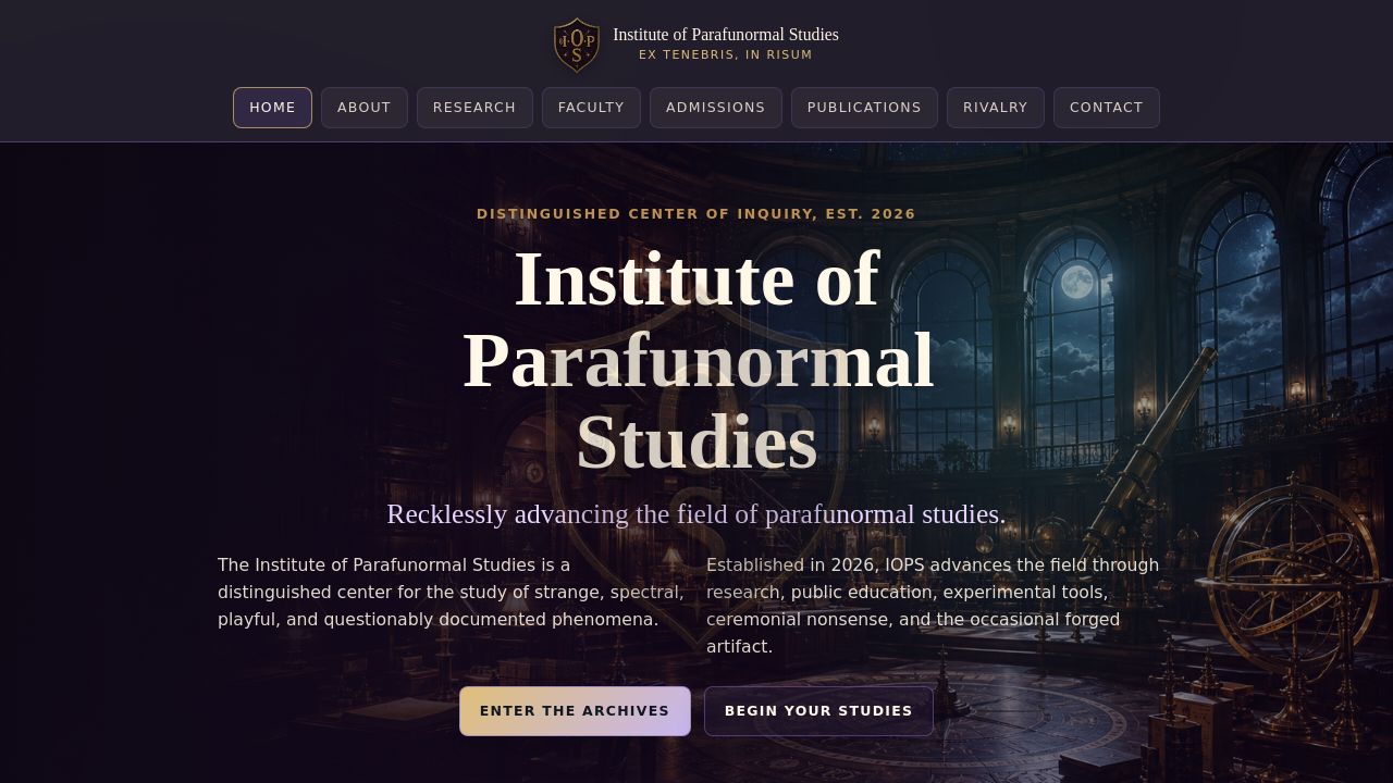 Screenshot of Instituteofparafunormalstudies.com