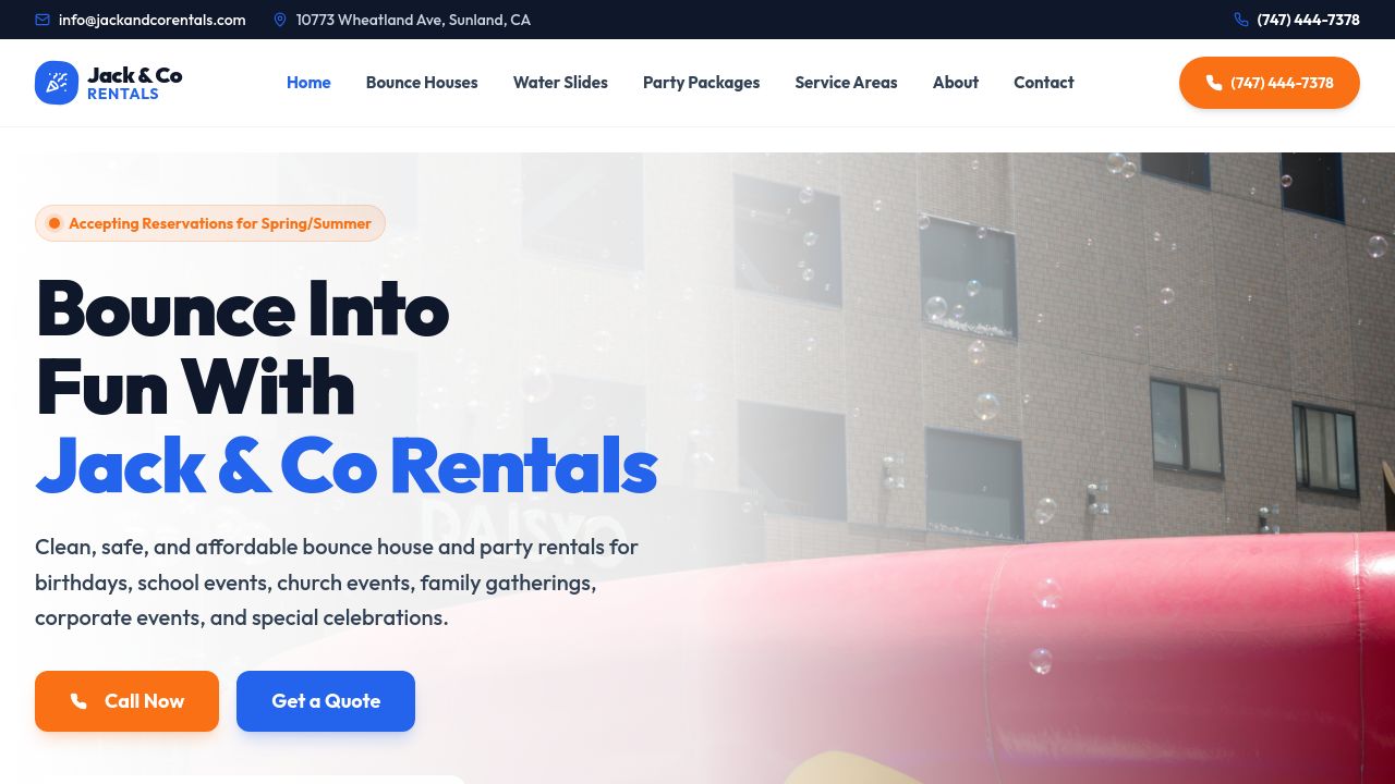 Screenshot of Jackandcorentals.com