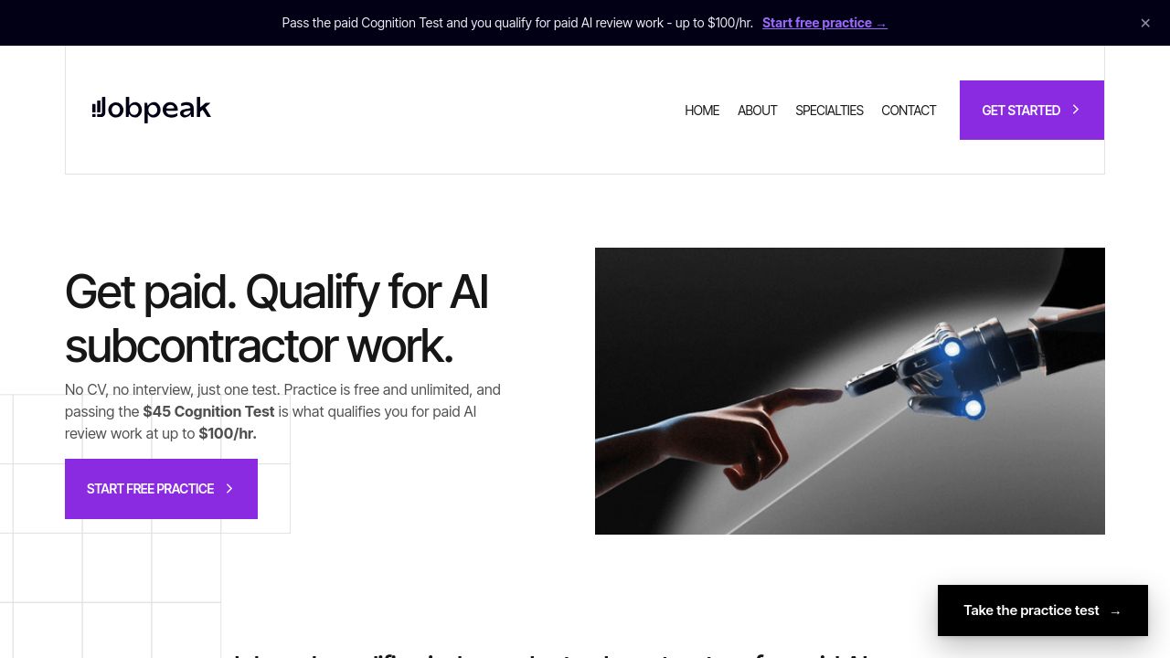 Screenshot of Jobpeak.net