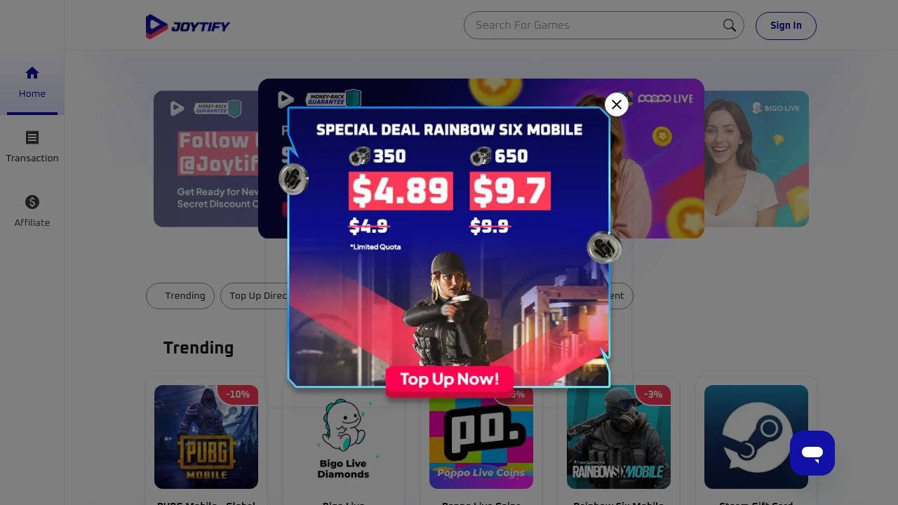 Screenshot of Joytify.com
