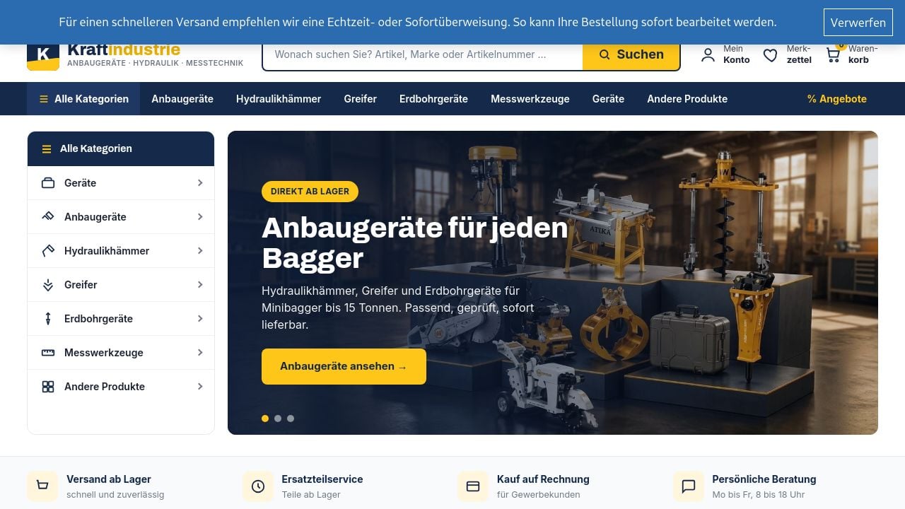 Screenshot of Kraftindustrie-shop.de