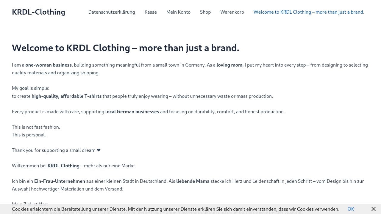 Screenshot of Krdl-clothing.de
