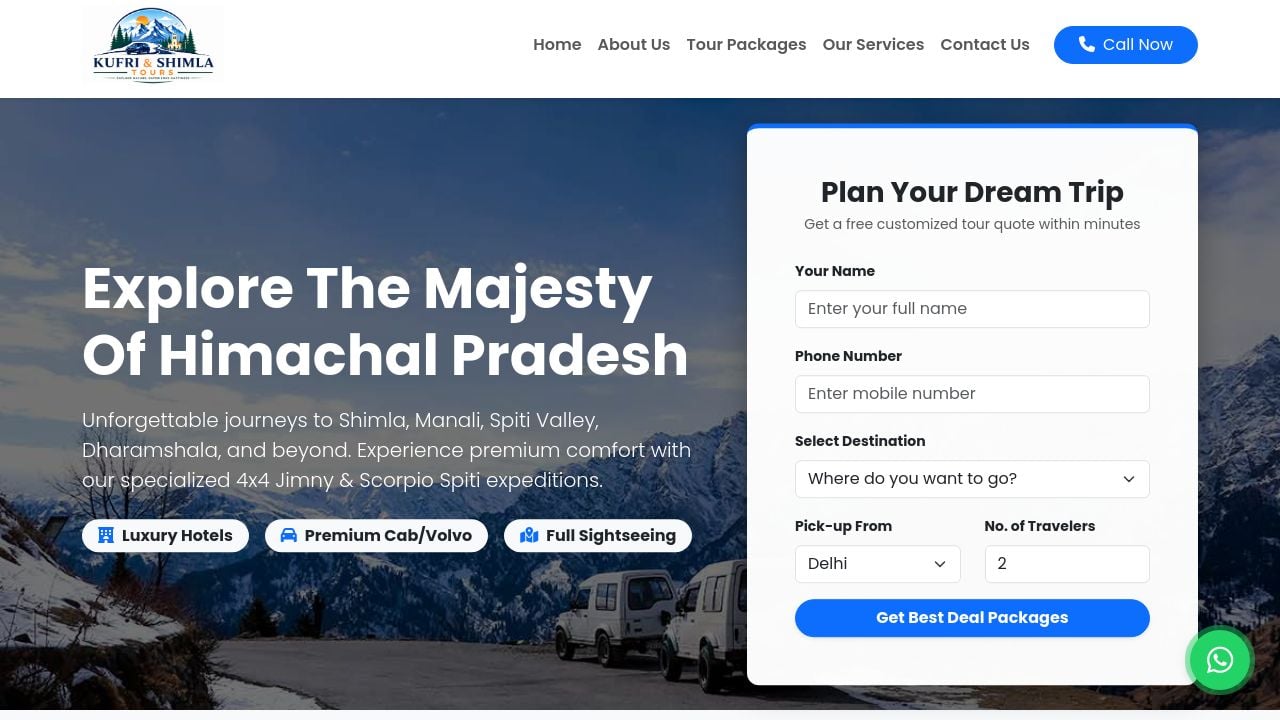 Screenshot of Kufriandshimlatours.com