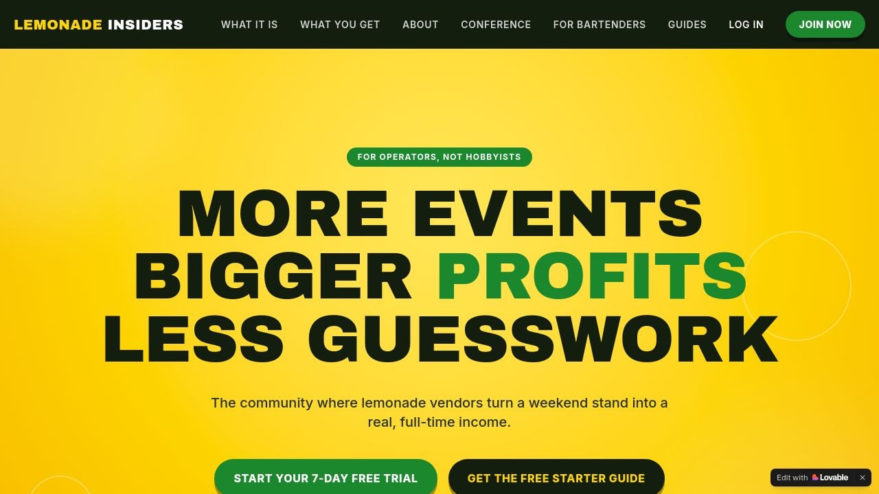 Screenshot of Lemonadeinsiders.com