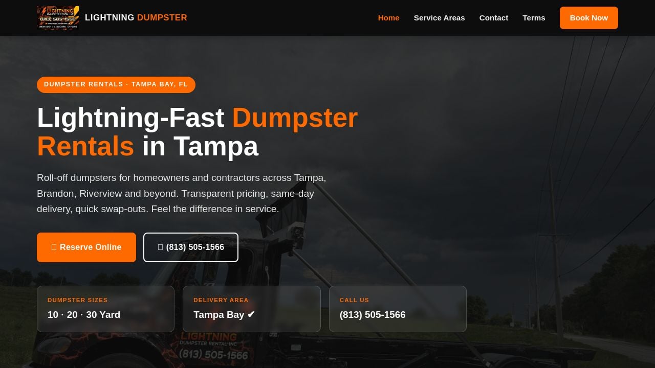 Screenshot of Lightningdumpsterrental.com