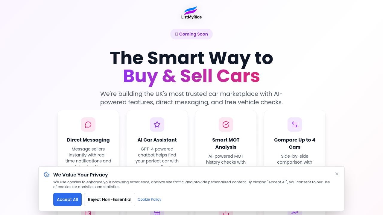 Screenshot of Listmyride.uk