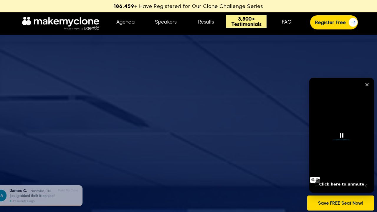 Screenshot of Makemyclone.ai