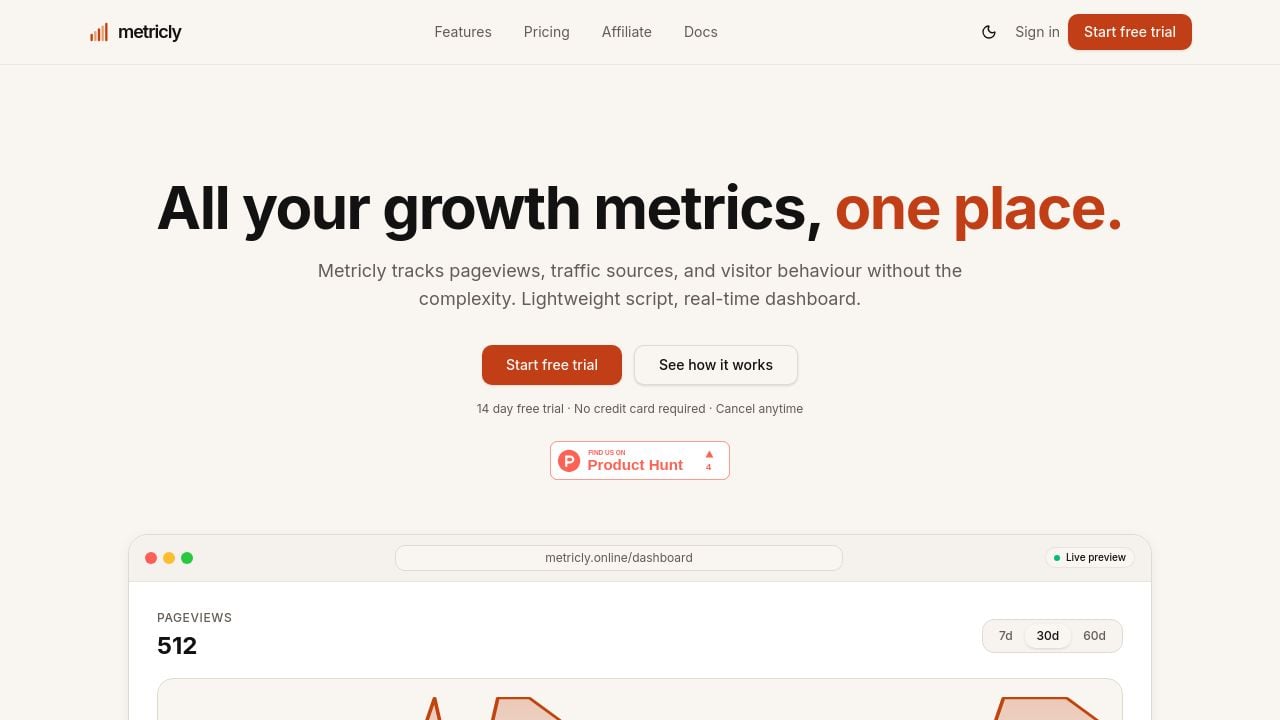 Screenshot of Metricly.online
