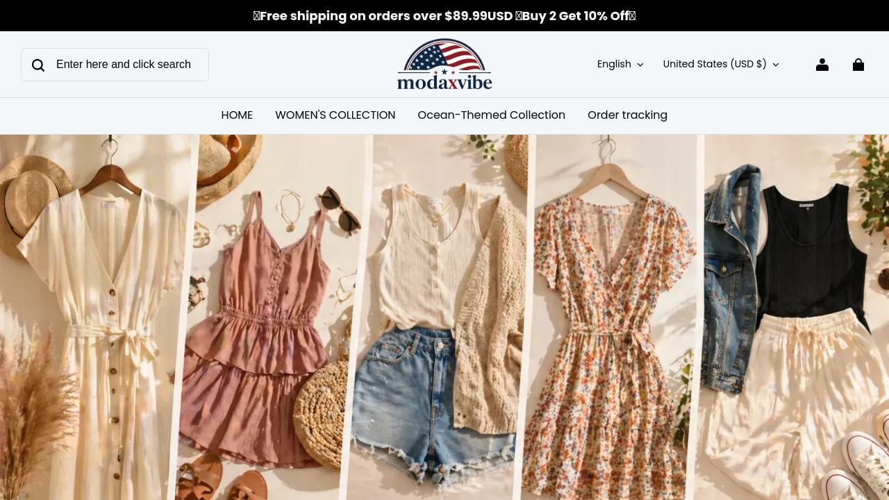Screenshot of Modaxvibe.com