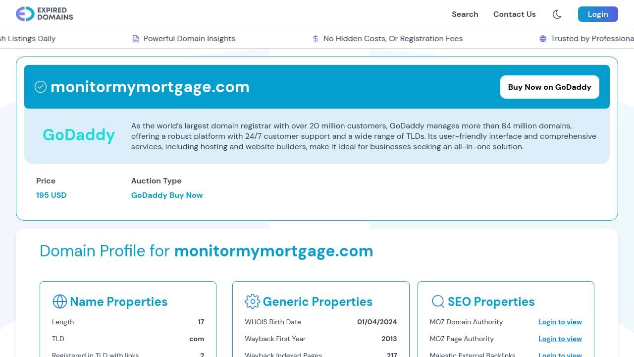 Screenshot of Monitormymortgage.com