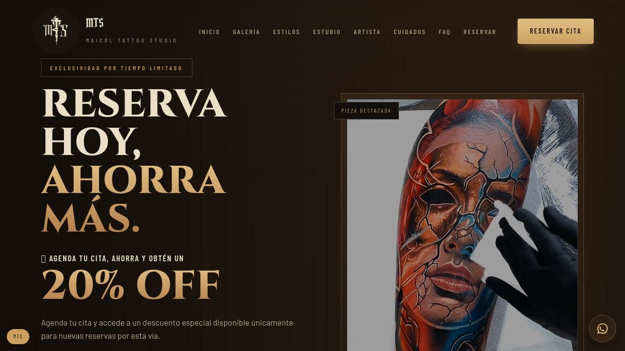 Screenshot of Mtstattoostudio.com