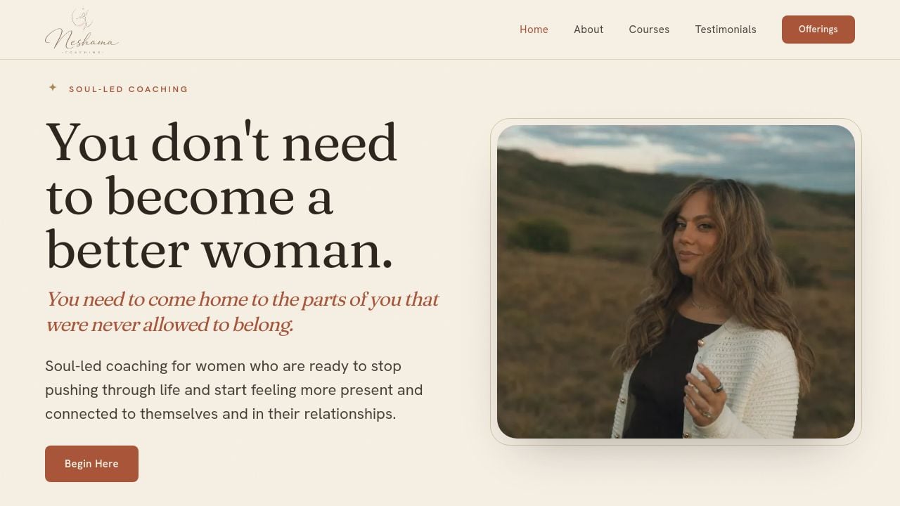 Screenshot of Neshamacoaching.com