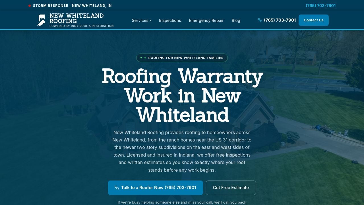 Screenshot of Newwhitelandroofing.com