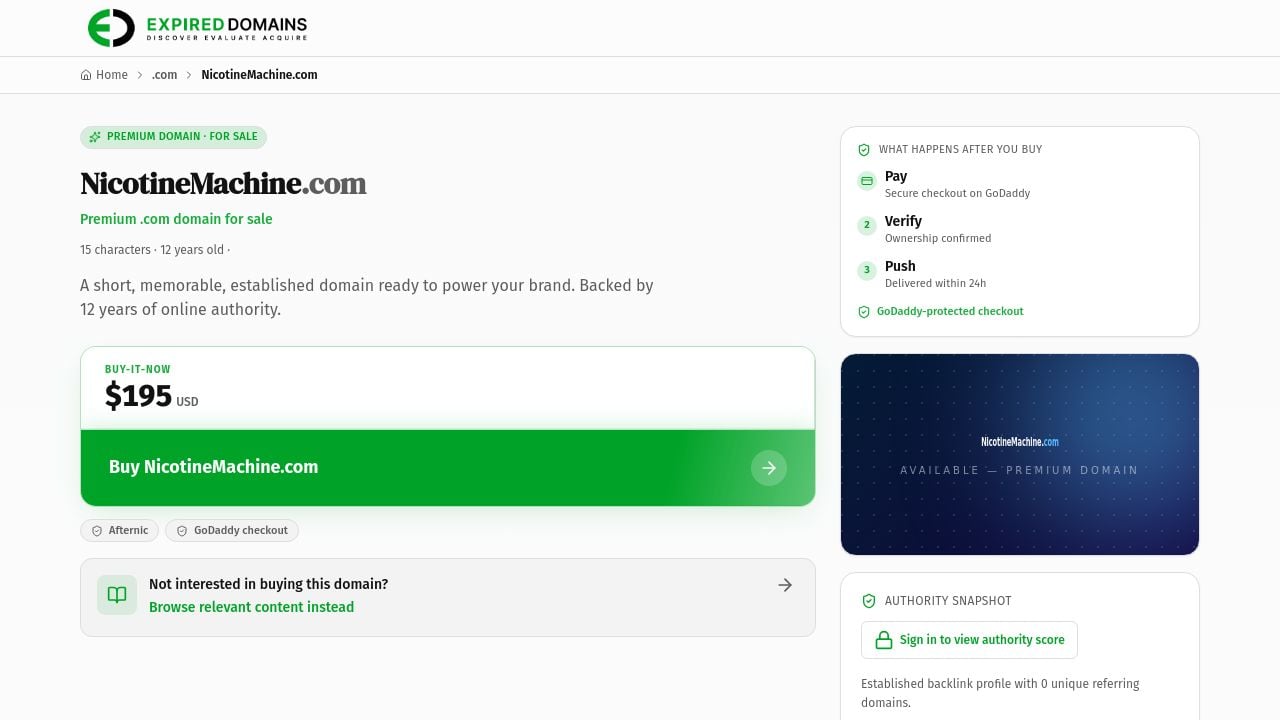Screenshot of Nicotinemachine.com