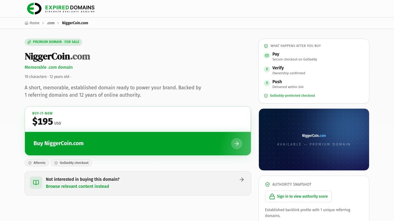 Screenshot of Niggercoin.com