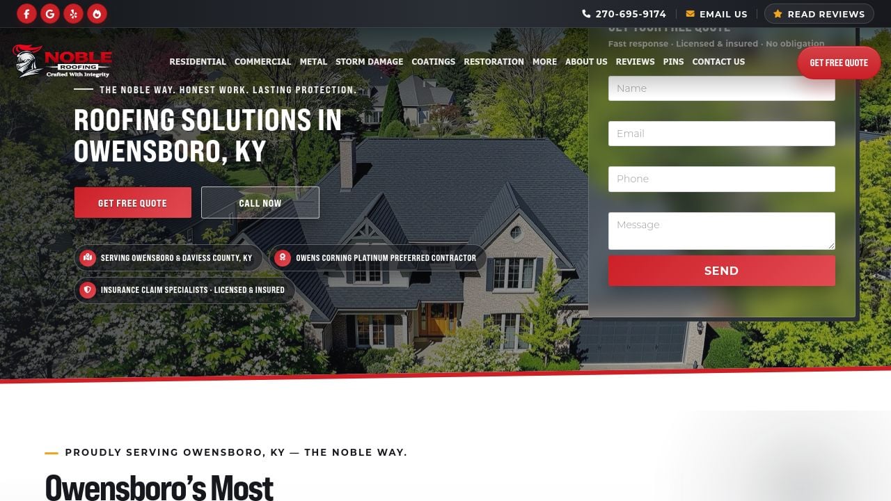 Screenshot of Nobleroofs.com