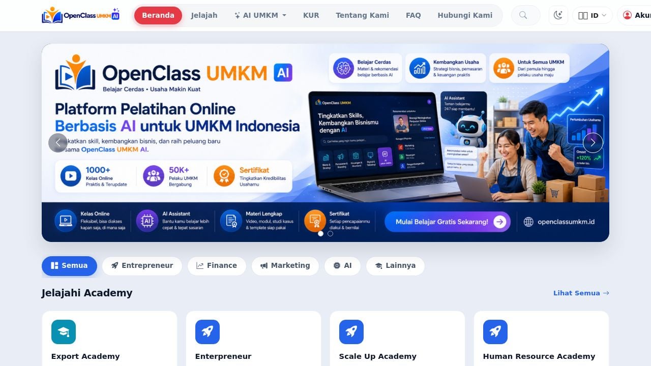 Screenshot of Openclassumkm.id