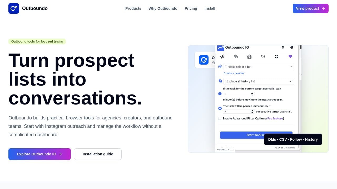 Screenshot of Outboundo.pro