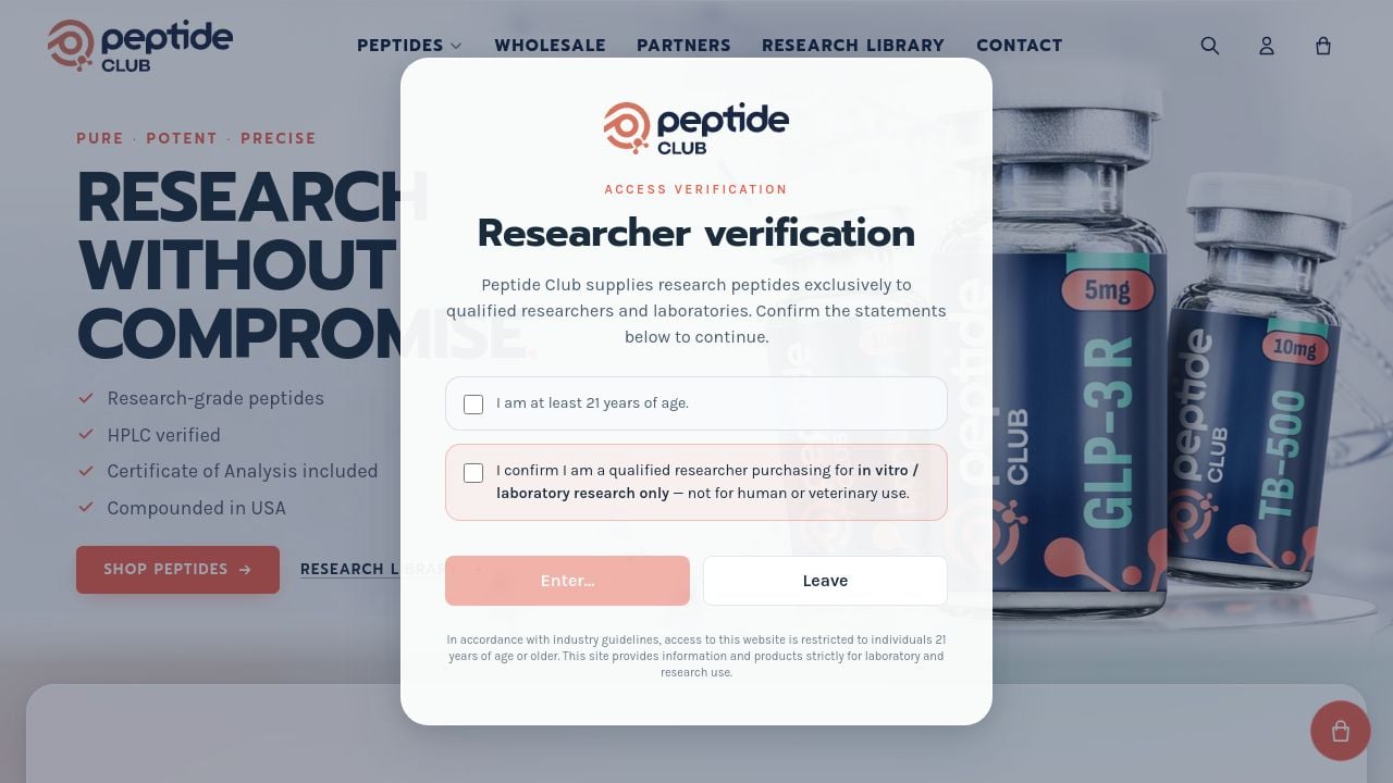 Screenshot of Peptideclub.com