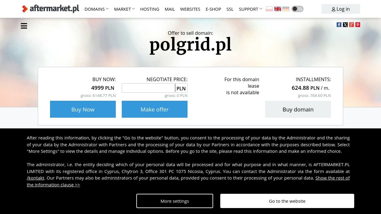 Screenshot of Polgrid.pl