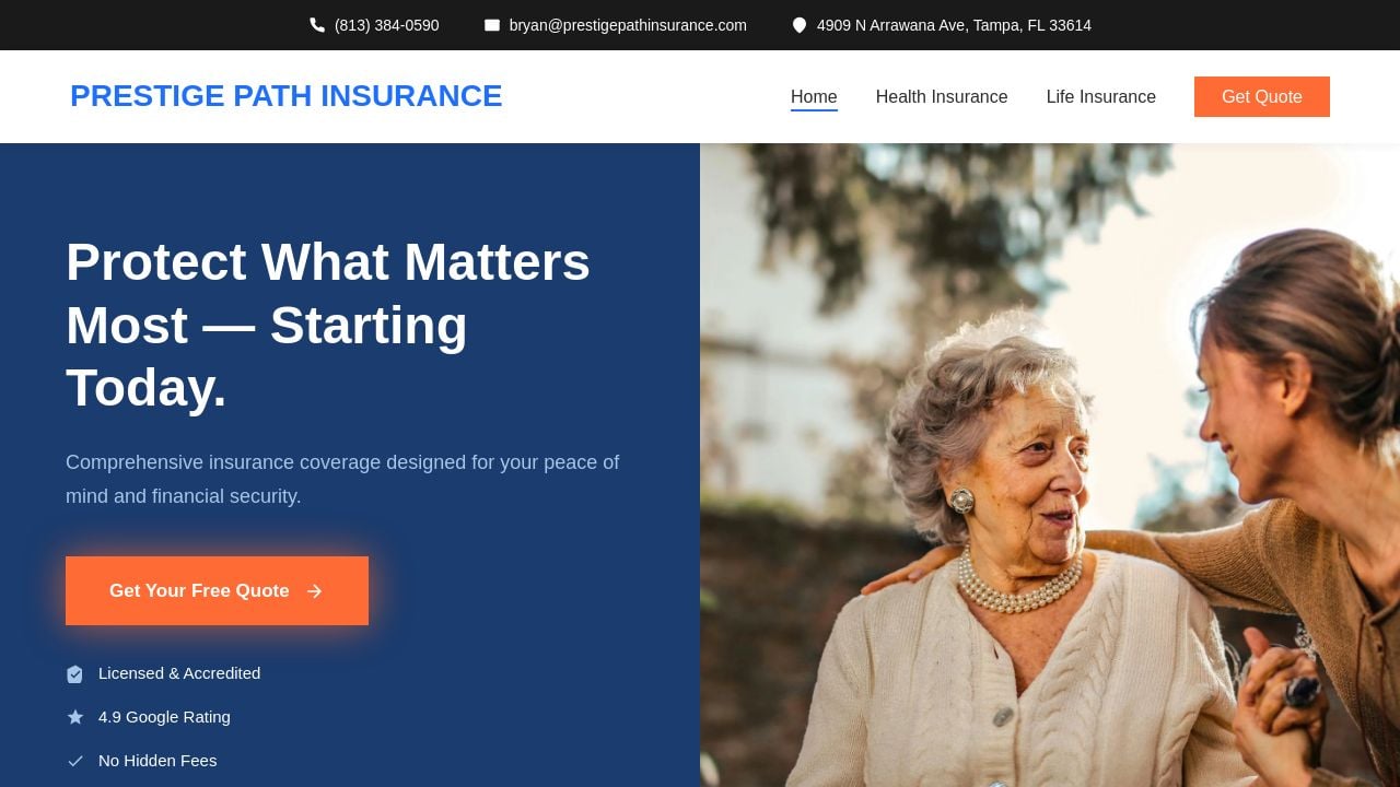 Screenshot of Prestigepathinsurance.com