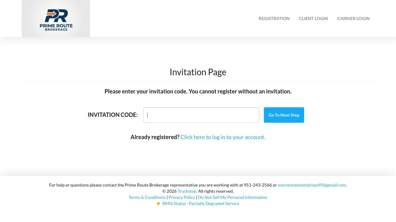 Screenshot of Primeroutecarriers.com