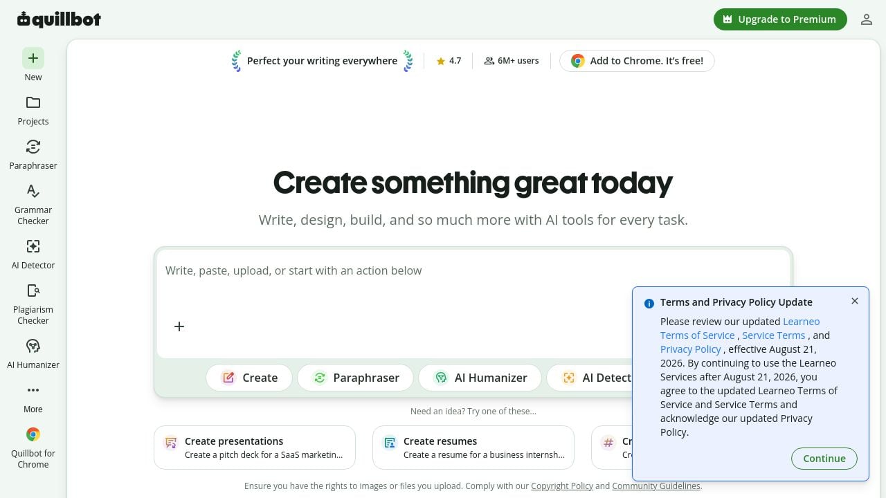 Screenshot of Quillbot.com