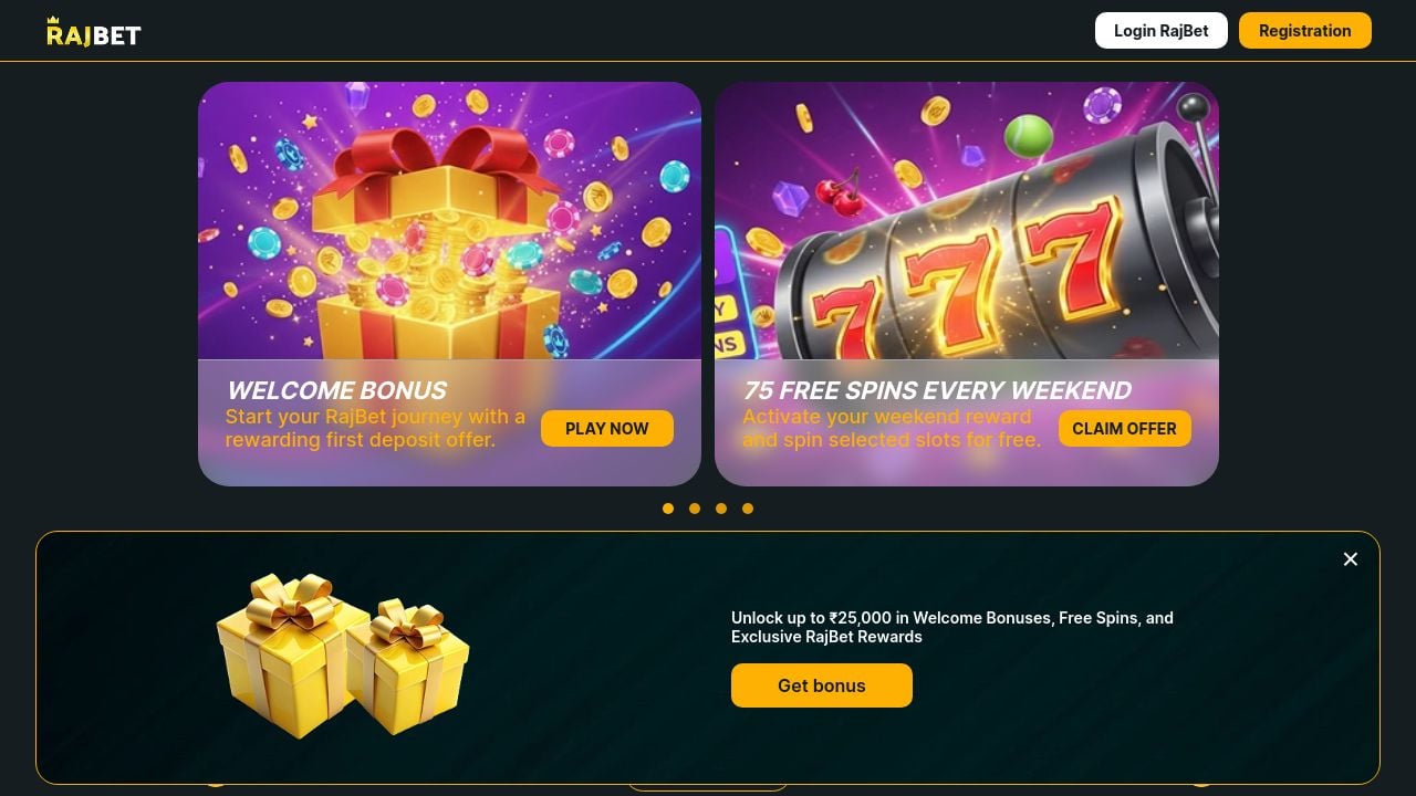 Screenshot of Rajbetjackpot.com