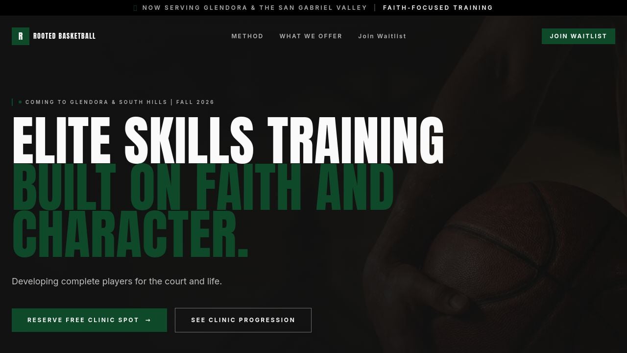 Screenshot of Rootedbasketballacademy.com