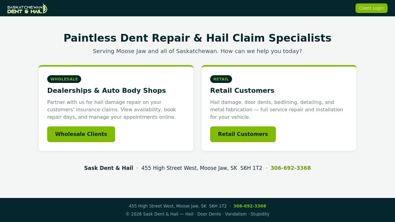 Screenshot of Saskatchewandentandhail.com