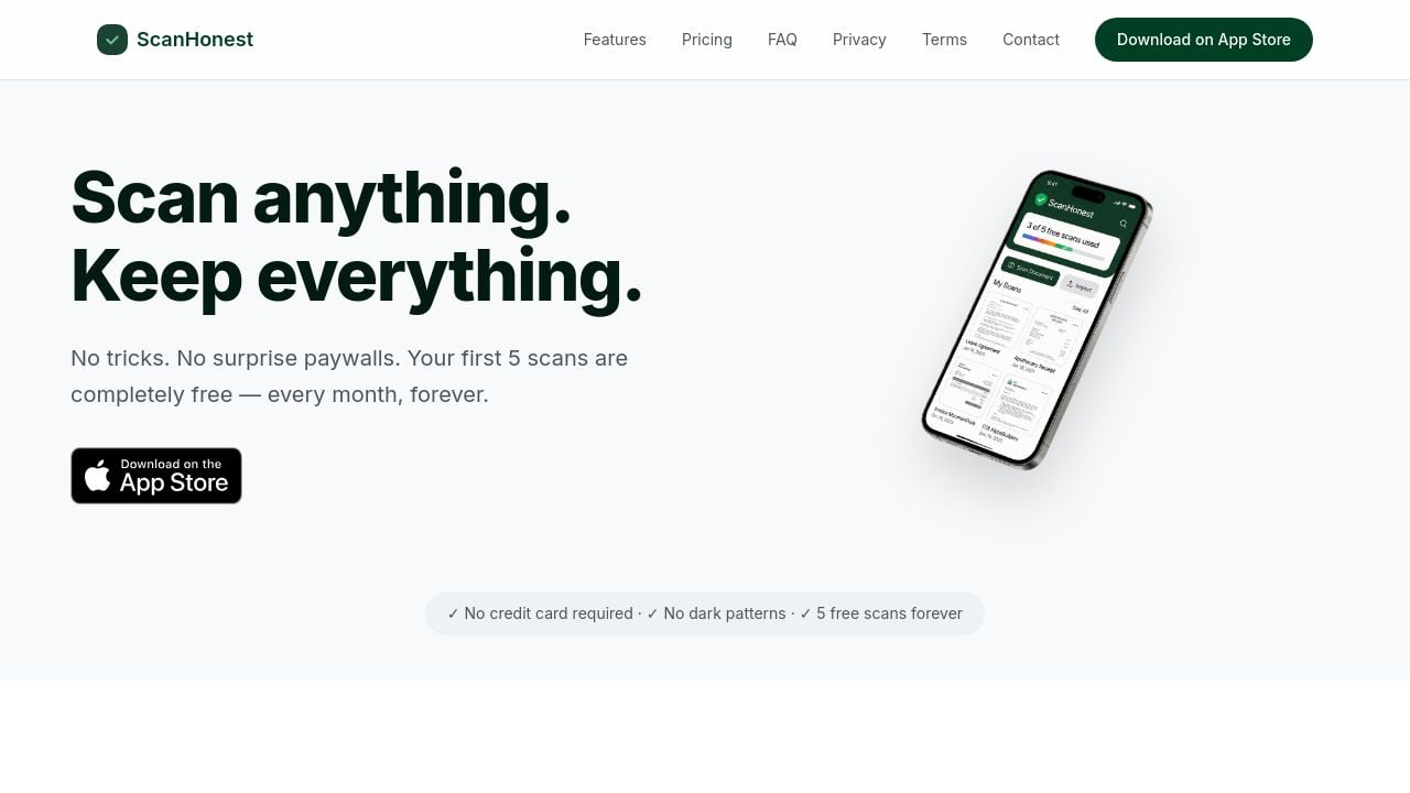Screenshot of Scanhonest.com