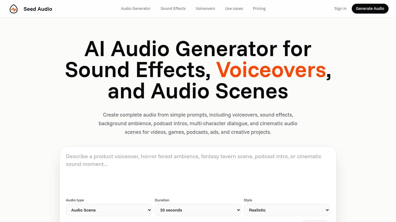 Screenshot of Seedaudio.today