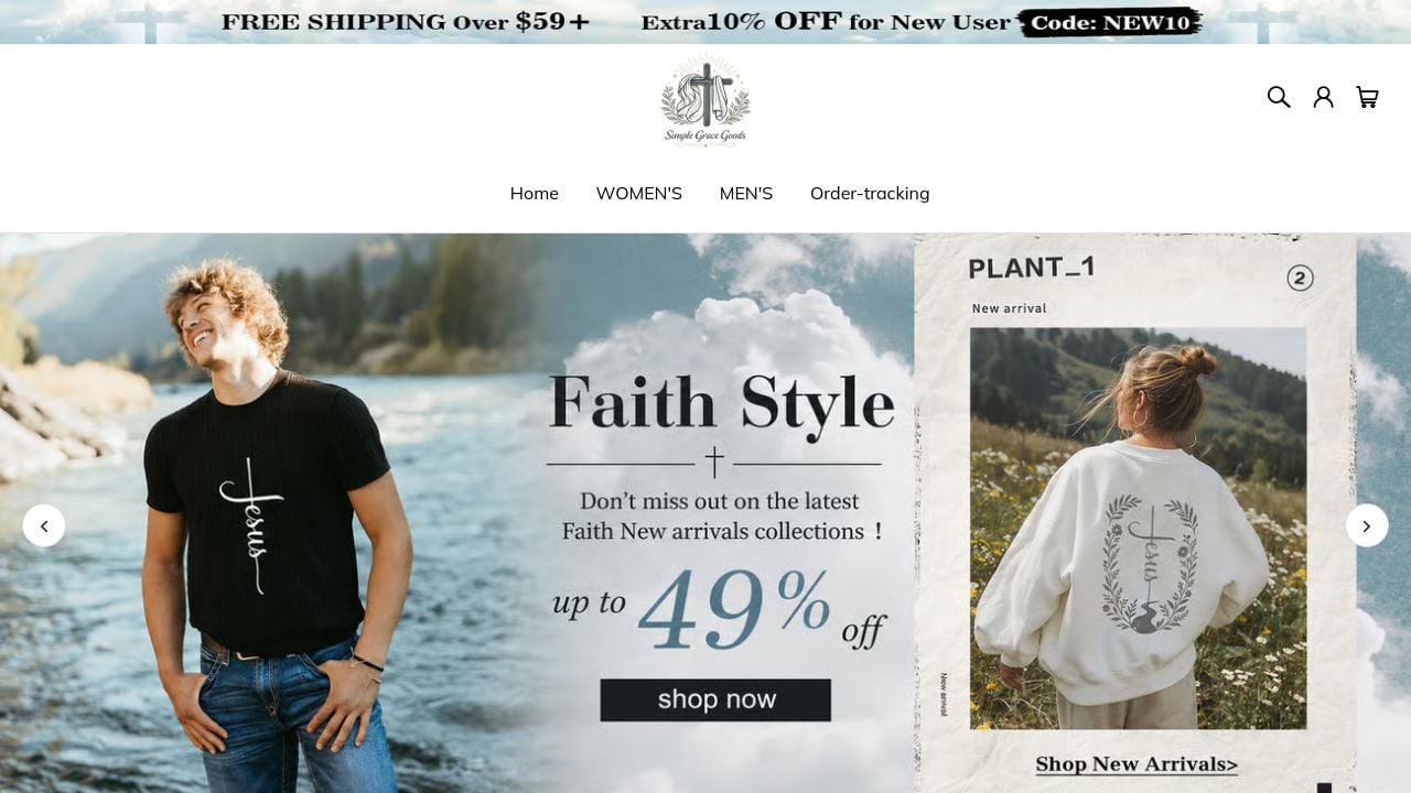 Screenshot of Simplegracegoods.com
