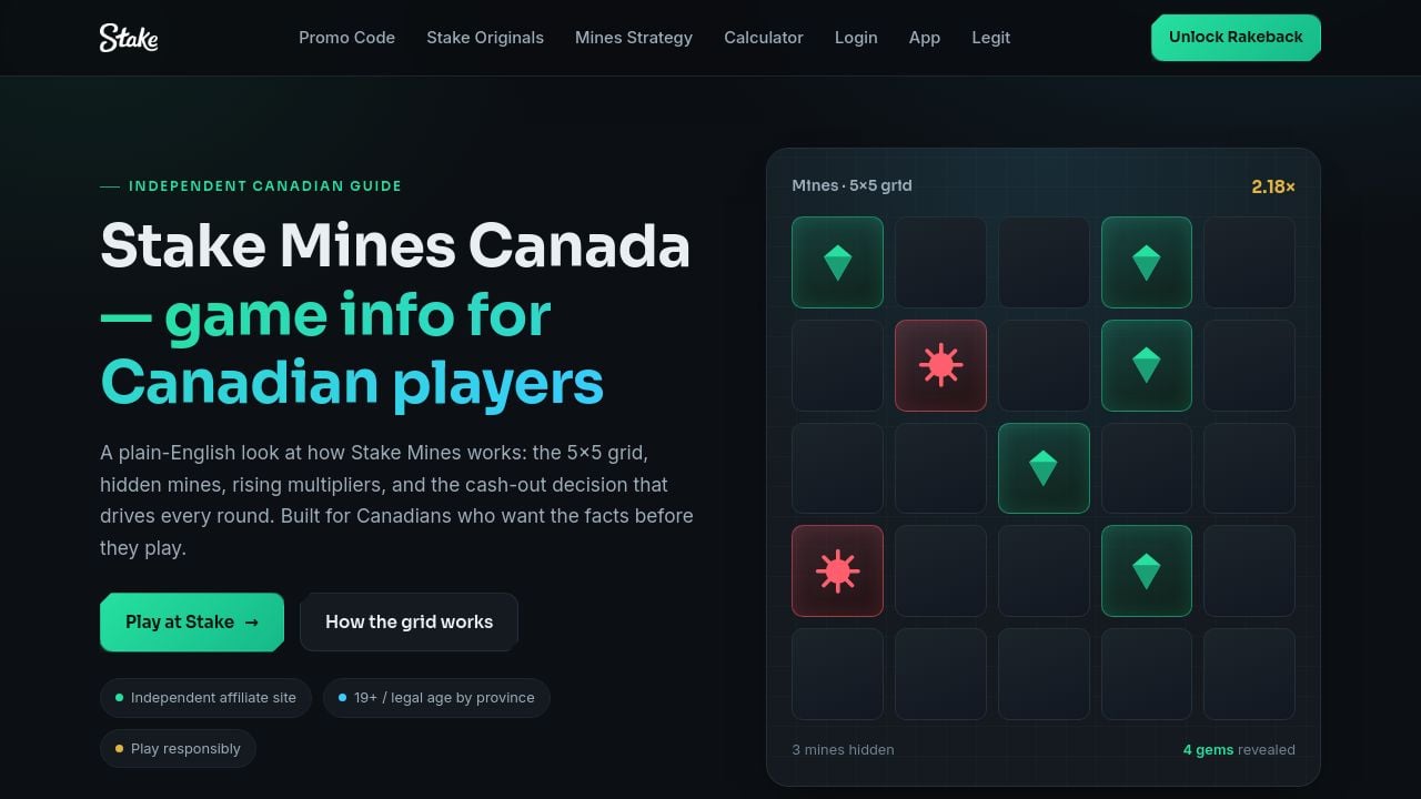 Screenshot of Stakemines.ca
