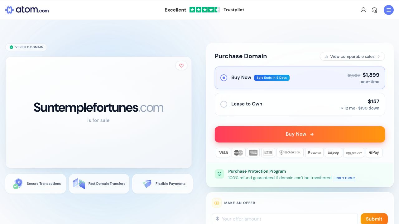 Screenshot of Suntemplefortunes.com