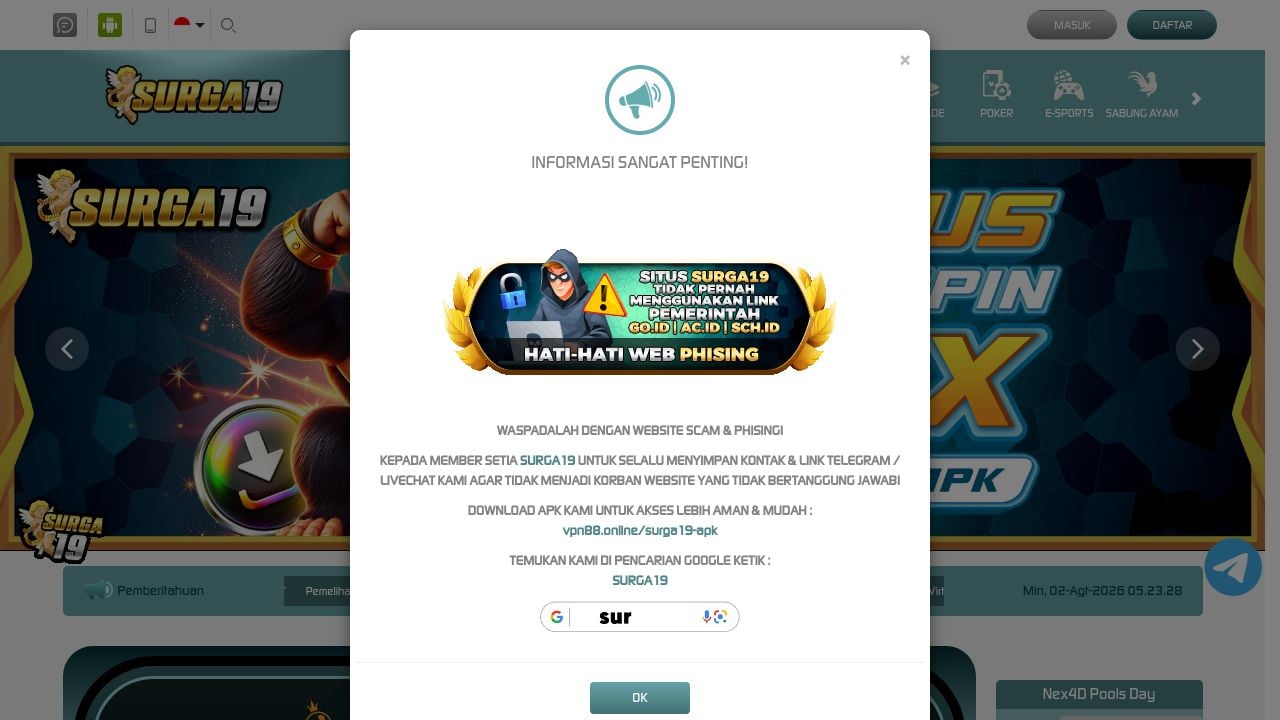 Screenshot of Surga19win.online
