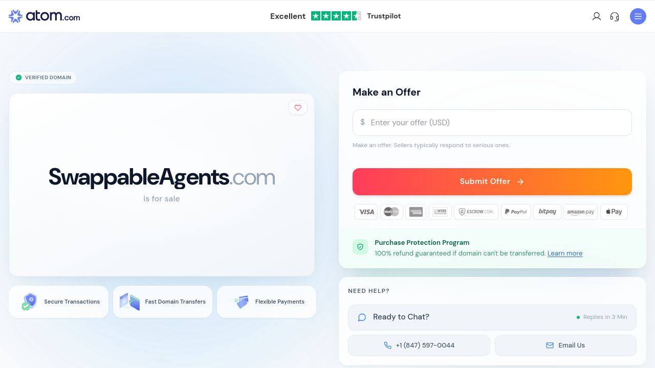 Screenshot of Swappableagents.com