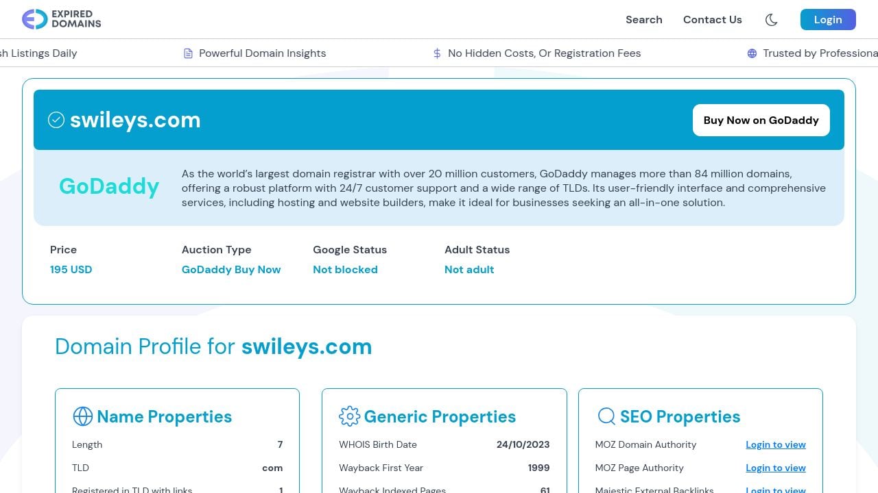 Screenshot of Swileys.com