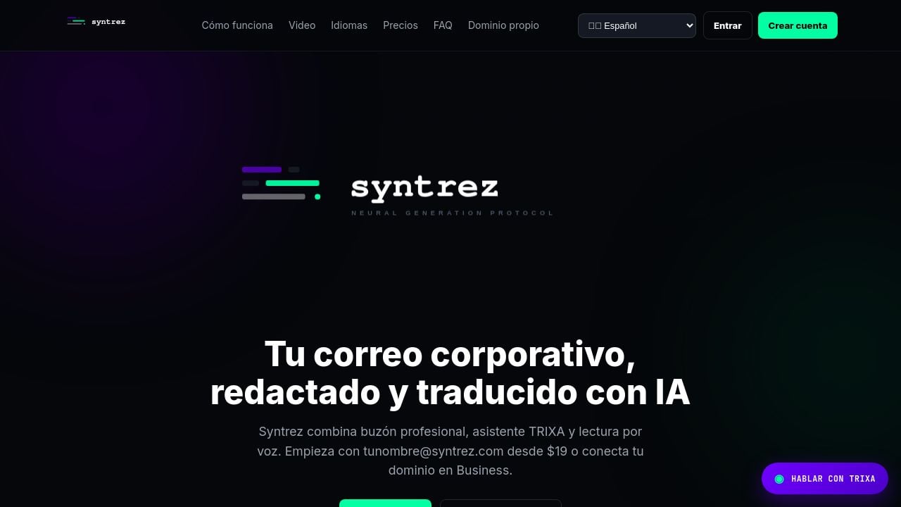 Screenshot of Syntrez.com