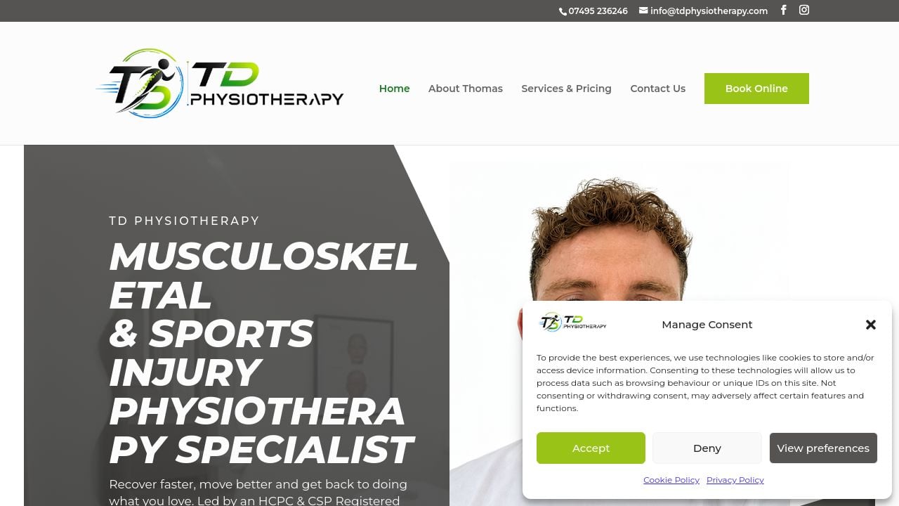 Screenshot of Tdphysiotherapy.com
