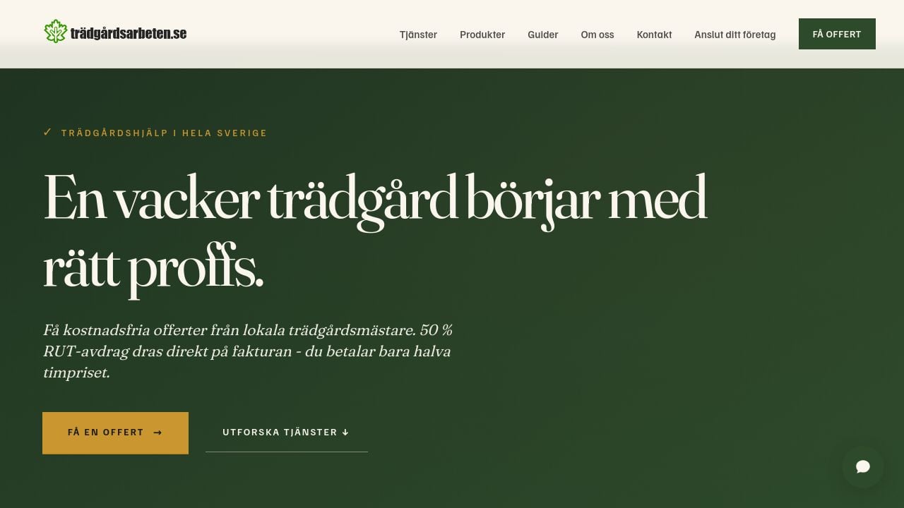 Screenshot of Tradgardsarbeten.com