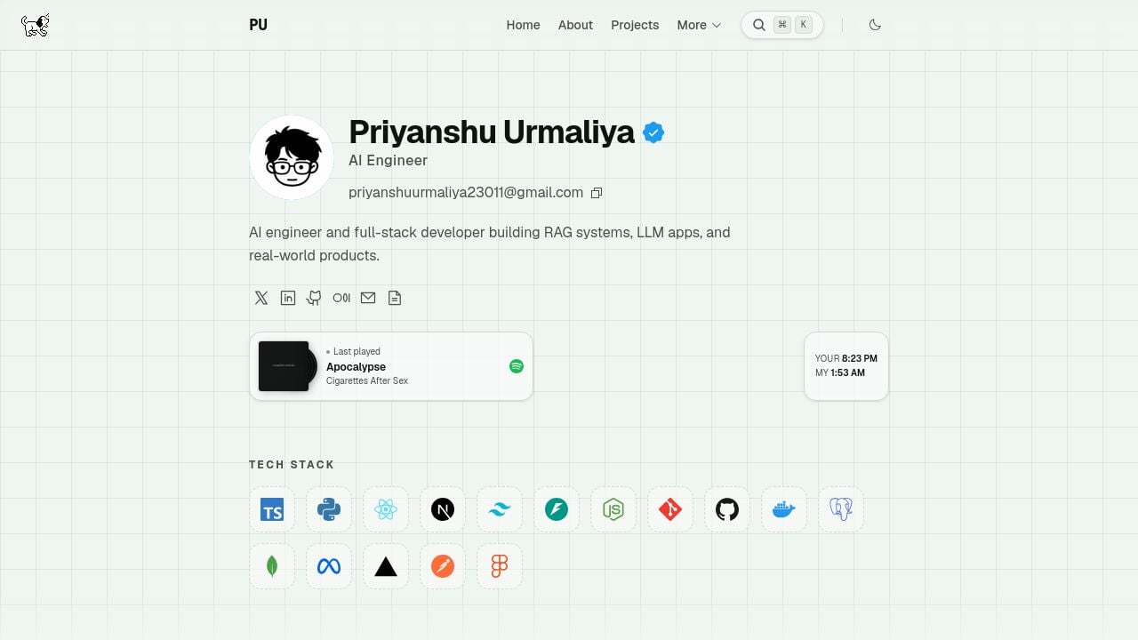 Screenshot of Upriyanshu.tech