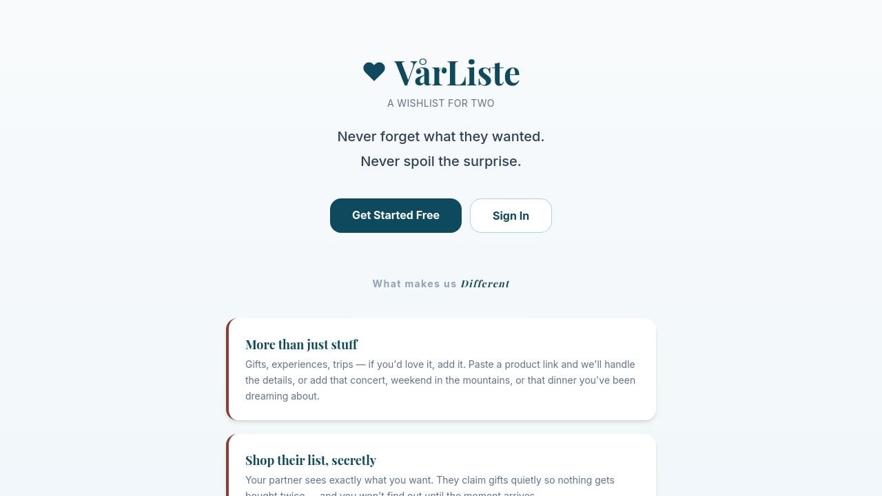Screenshot of Varliste.com