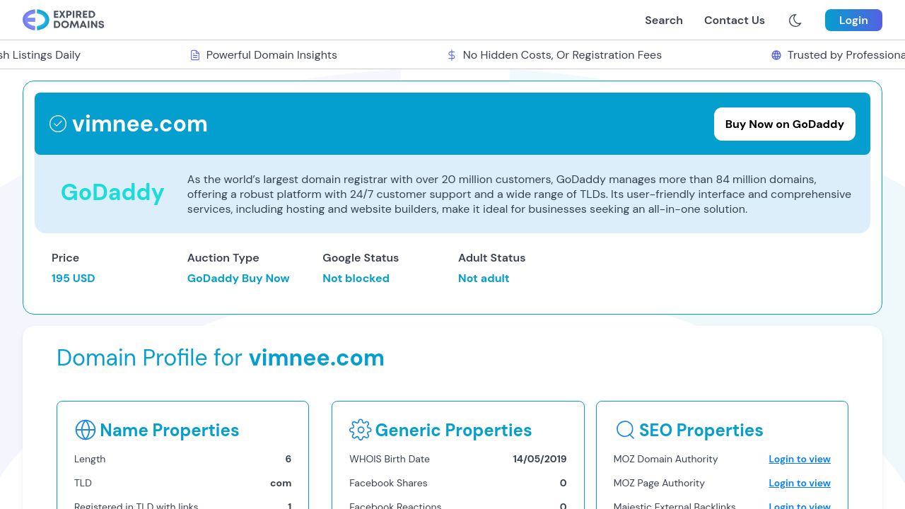 Screenshot of Vimnee.com