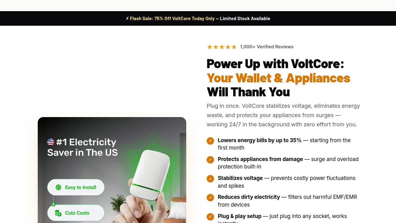 Screenshot of Voltcoreenergysaver.com