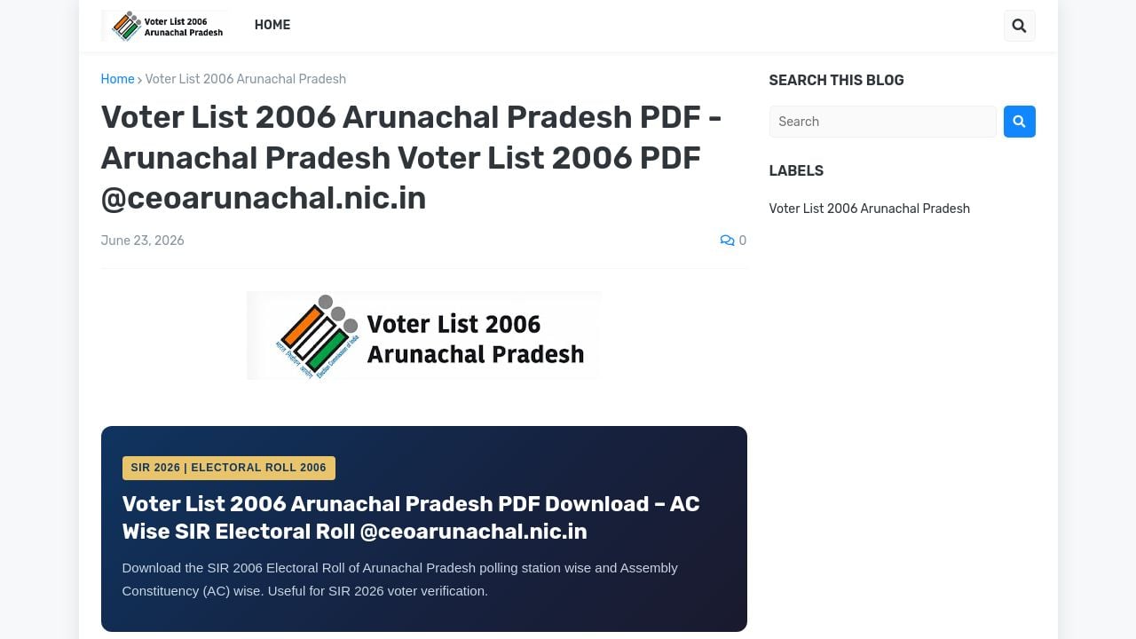 Screenshot of Voterlist2006arunachalpradesh.online