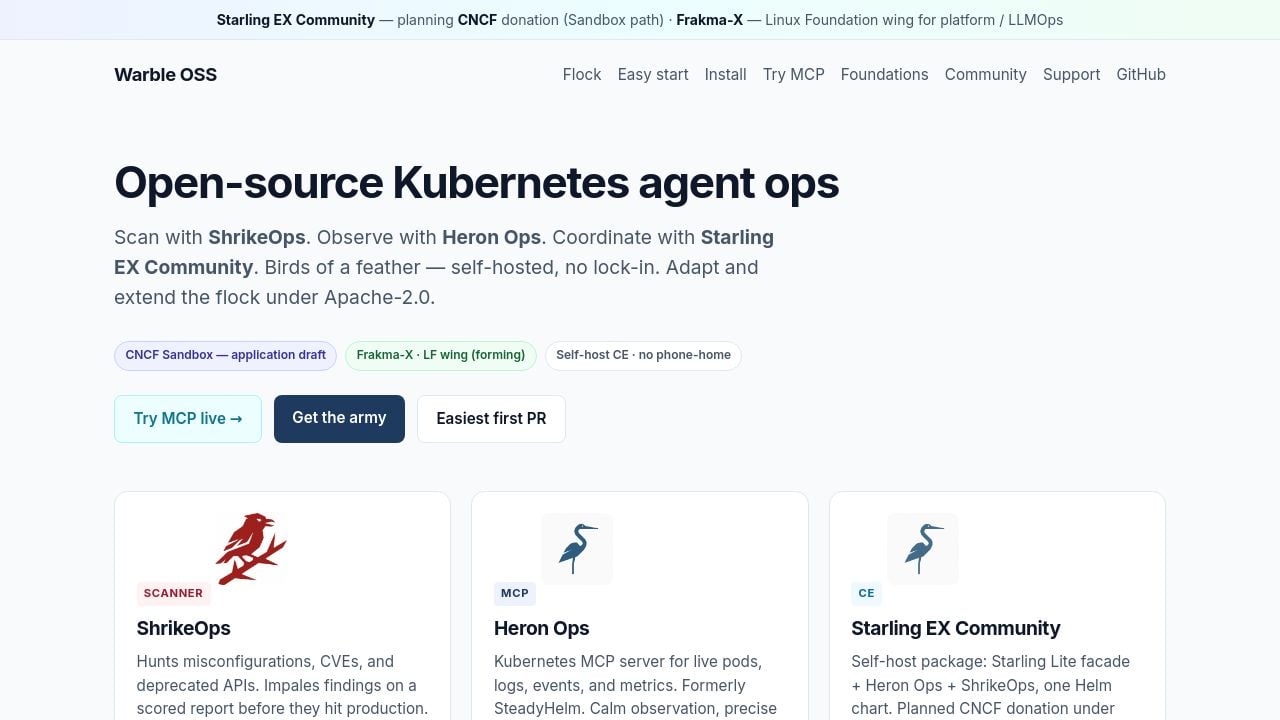 Screenshot of Warbleoss.org