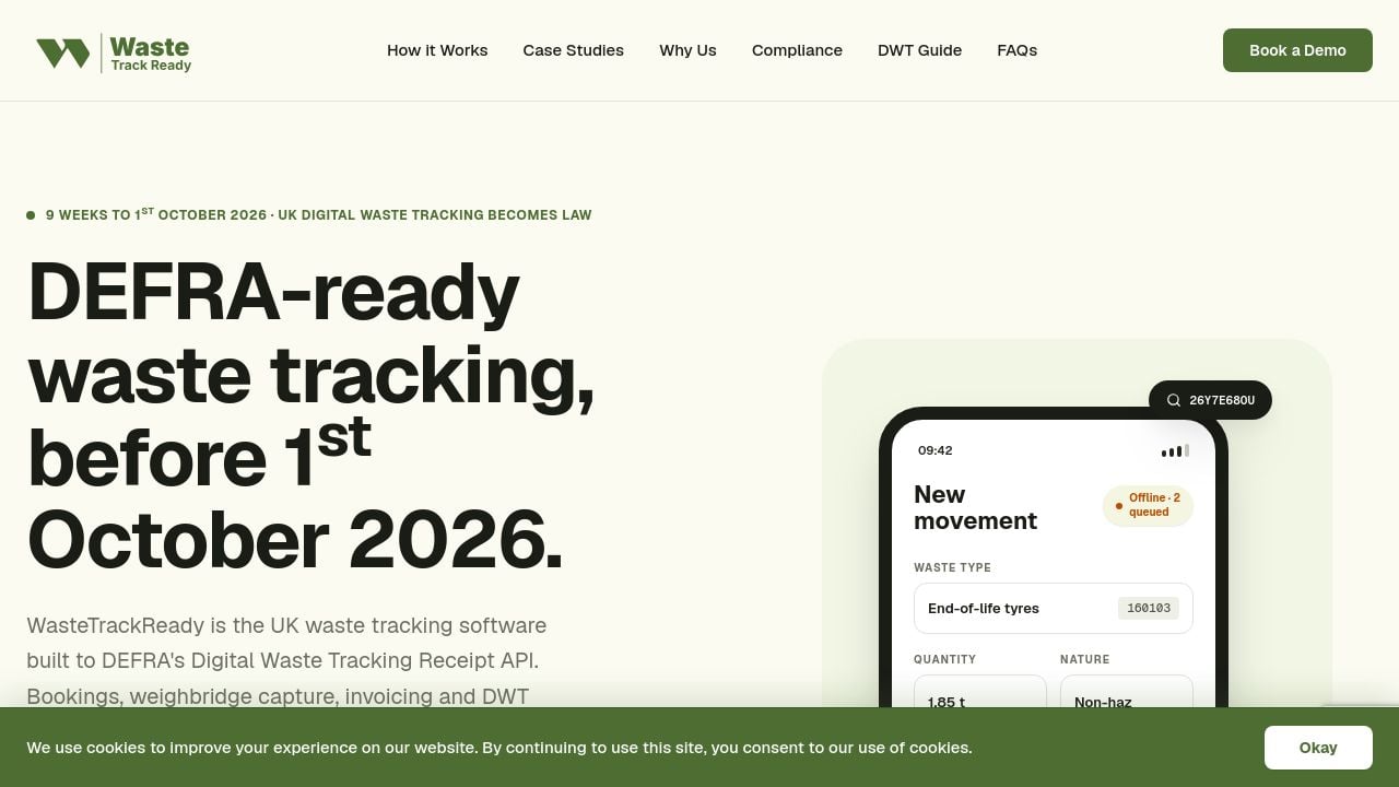 Screenshot of Wastetrackready.co.uk